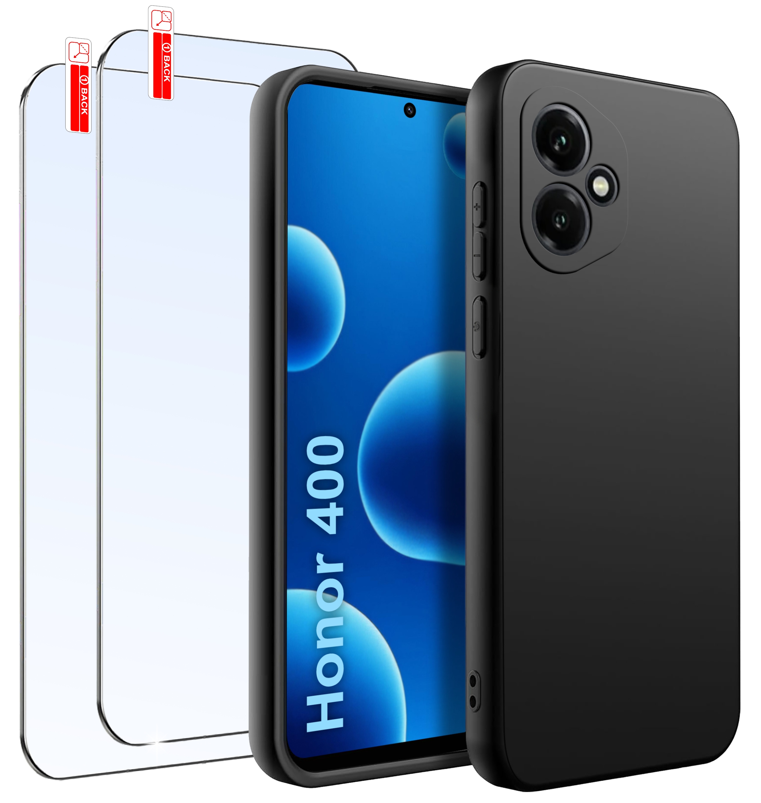 ZESTAW Etui do Honor 400 Matowe Czarne Silikon Slim + 2 SZTUKI SZKŁO 9H – Kompleksowa ochrona dla Twojego smartfona