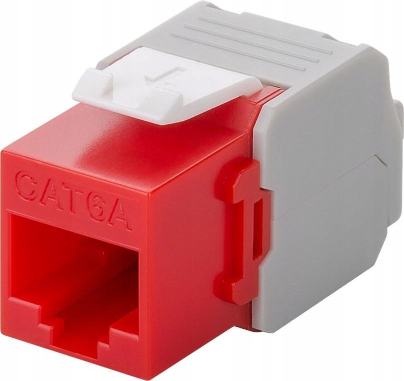 Goobay CAT 6A gniazdo Keystone RJ45, UTP, 500 MHz – Wersja kolorystyczna Czerwony