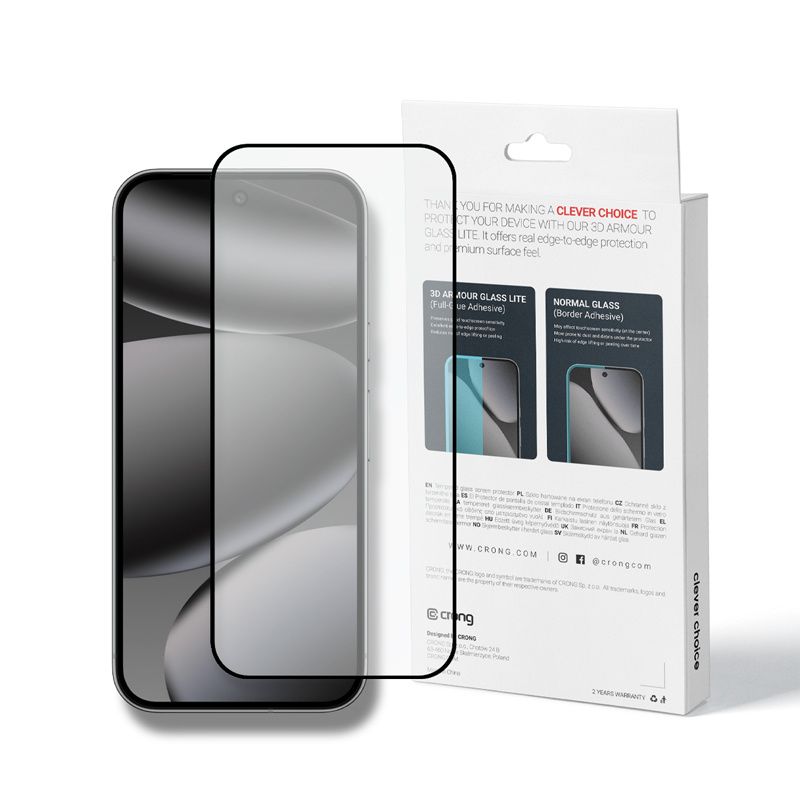 Crong 3D Armour Glass Lite – Hartowane szkło Full Glue do Google Pixel 9 Pro XL / 10 Pro XL