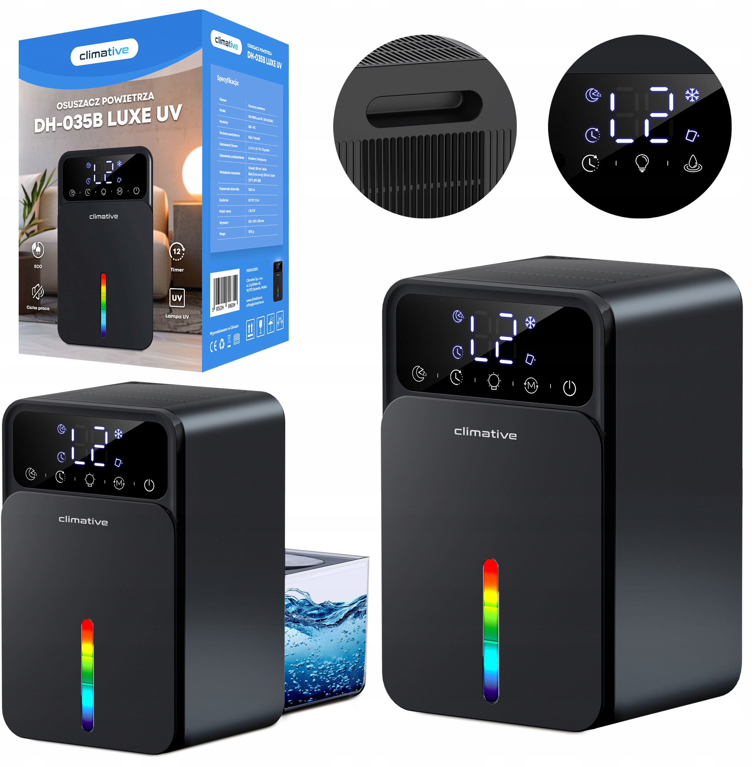 Climative DH-035 Luxe UV – Nowoczesny osuszacz powietrza z lampą UV