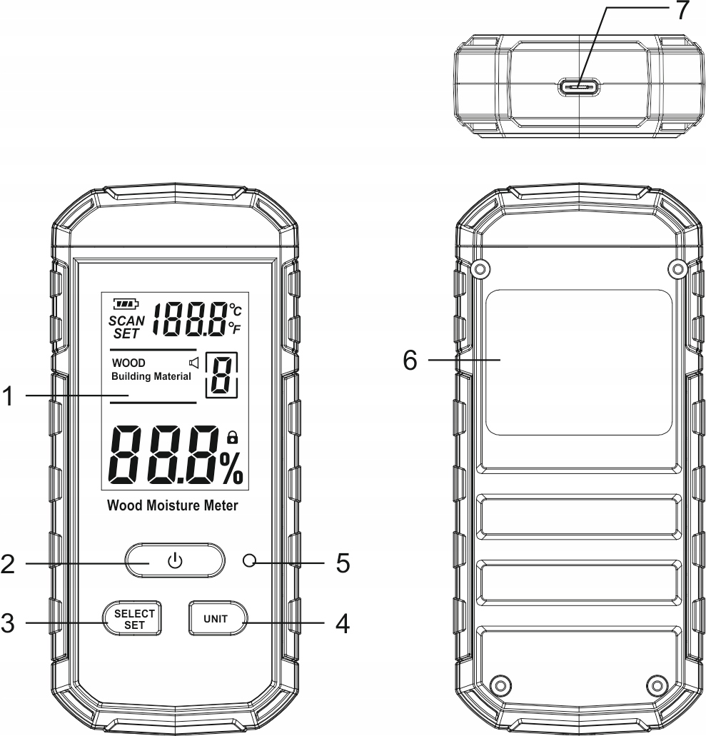 Bezinwazyjny Wilgotnościomierz Indukcyjny Drewna i Materiałów Budowlanych Wintact WT635 – Precyzyjny pomiar wilgotności