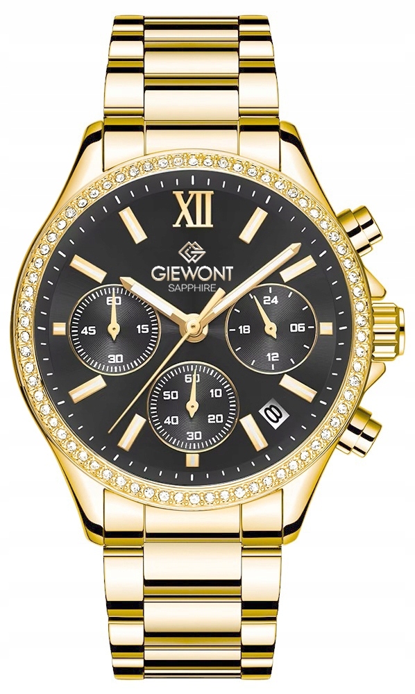 Zegarek Damski Giewont Sapphire Złoto Czarny GW3670-B3 – Elegancja na każdą okazję