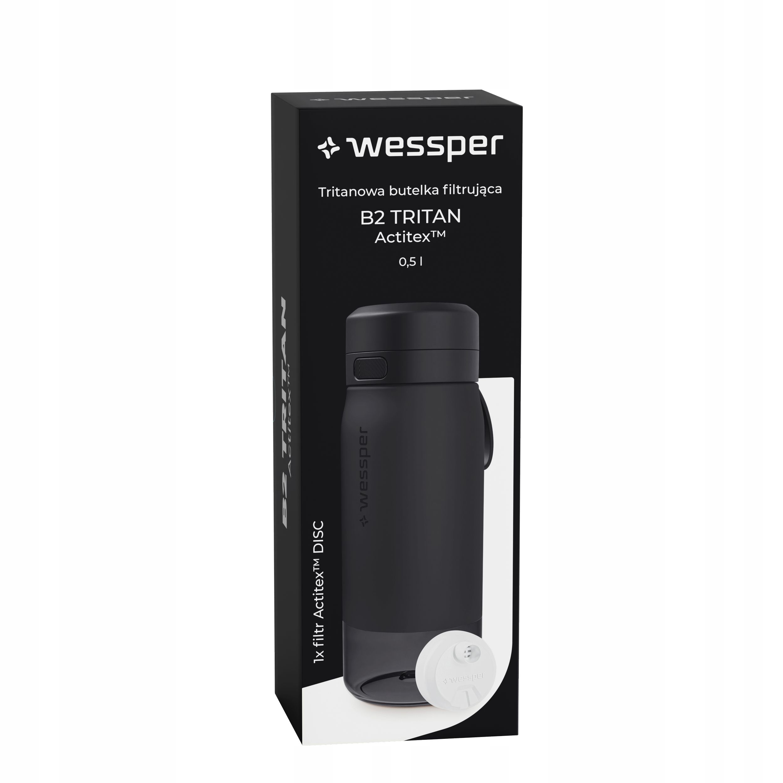 Butelka filtrująca Wessper B2 TRITAN Actitex™ 500ml – Czysta woda zawsze pod ręką