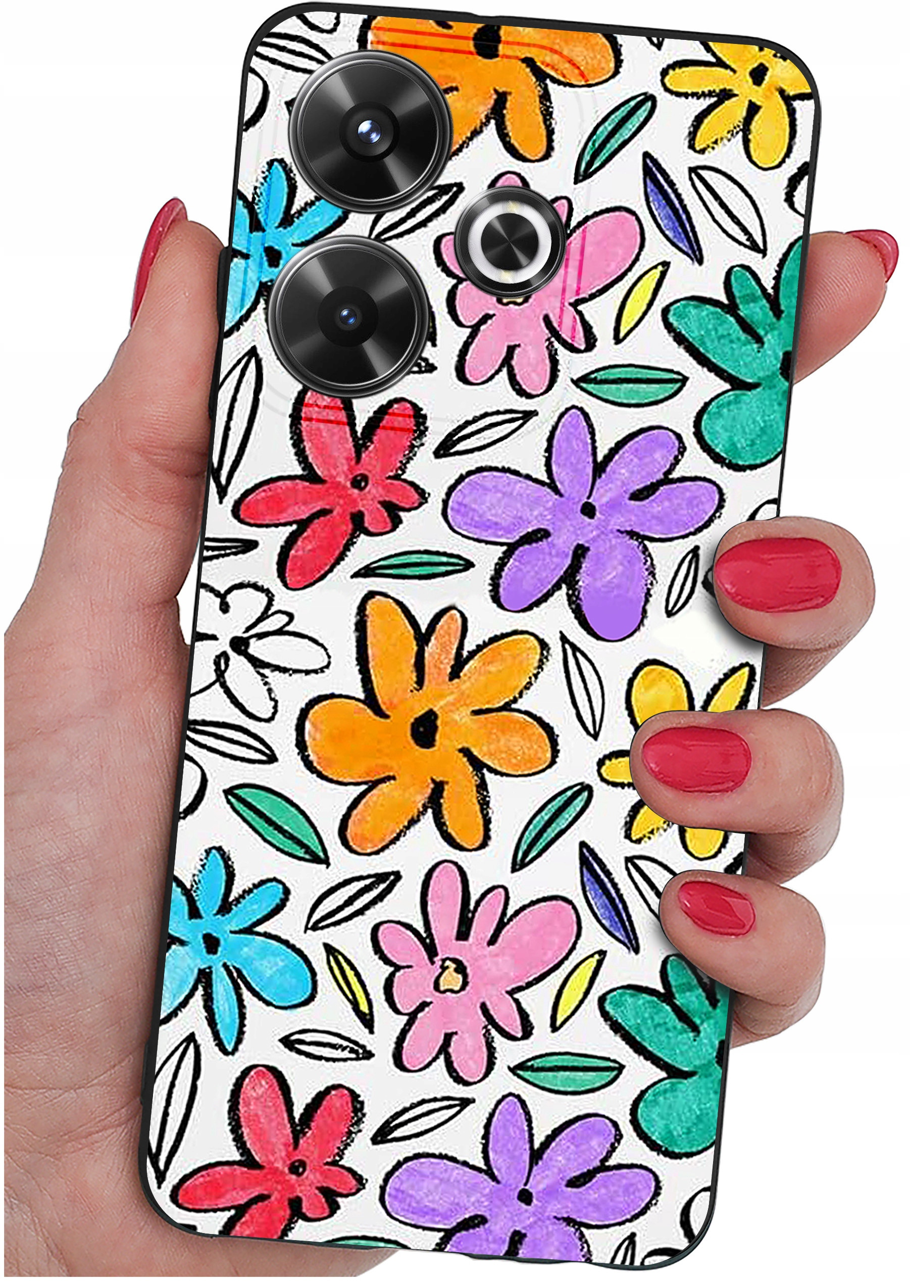 Etui do Xiaomi Redmi 13 4G WZORY | Silikonowe Matt Case z Szkłem Hartowanym 9H