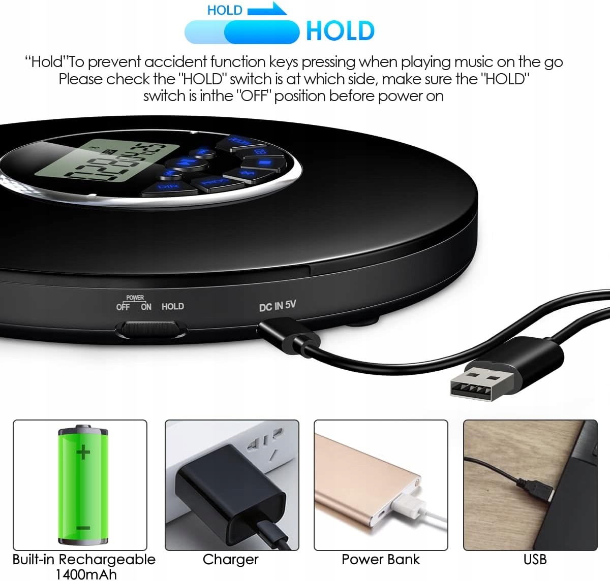 Długi czas pracy dzięki akumulatorowi 1400 mAh