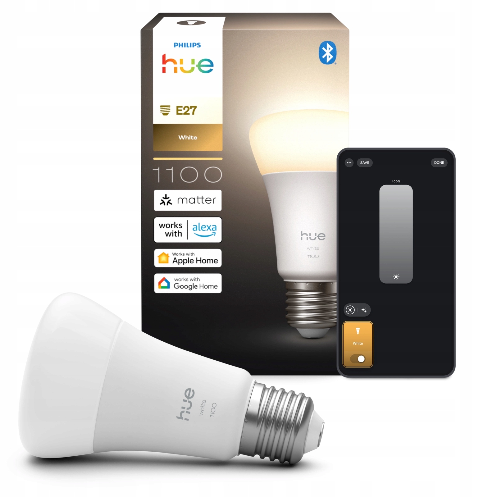 Philips Hue White Inteligentna żarówka A60 E27 - 1100: Nowoczesne oświetlenie dla Twojego domu