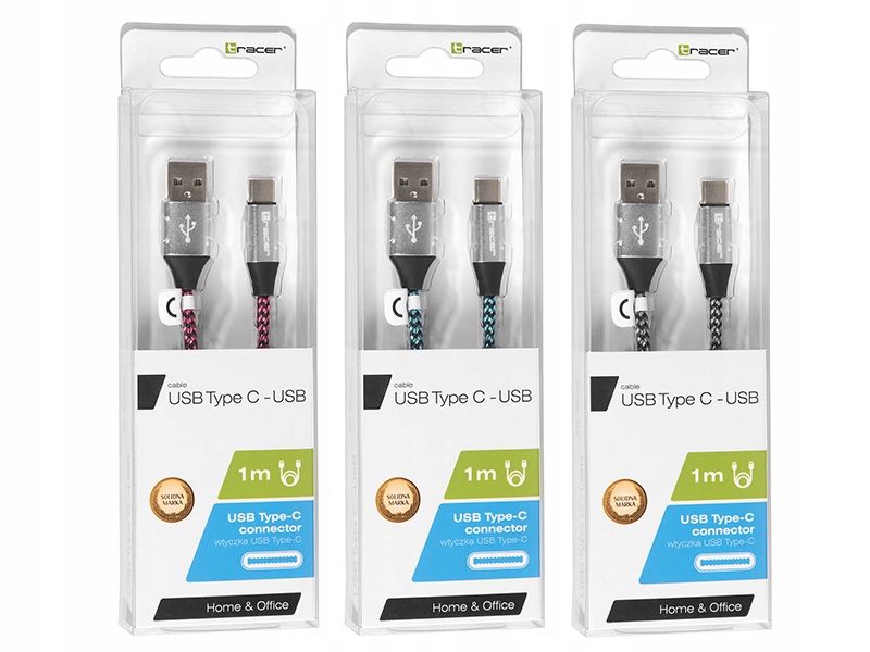Kabel TRACER USB 2.0 TYPE-C A Męski - C Męski 1,0m czarno-niebieski – Nowoczesne połączenie dla Twoich urządzeń