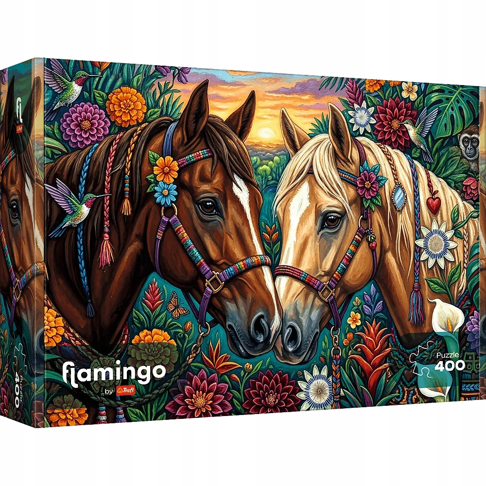 Puzzle 400 el. Flamingo by Trefl, Kwiecisty galop – Radość z układania dla dzieci