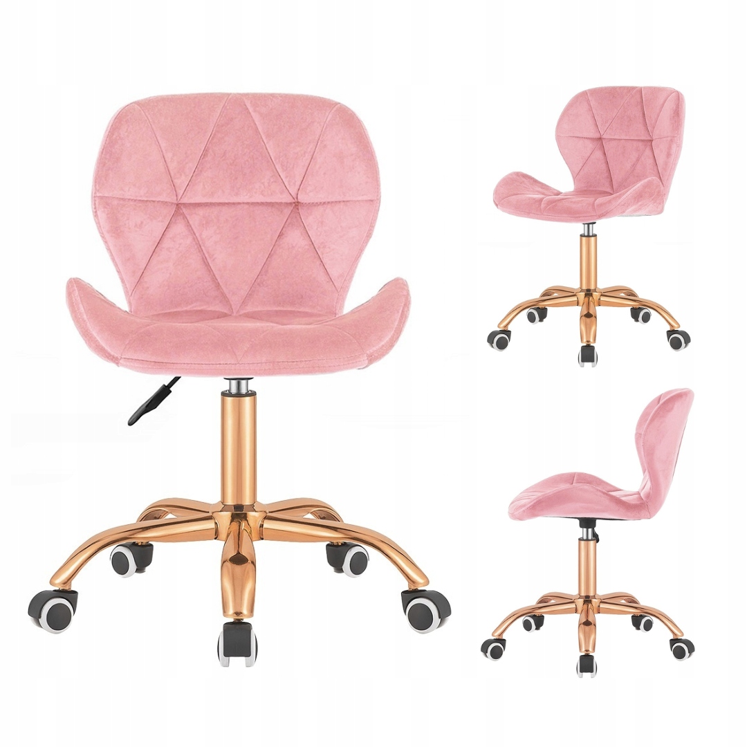 Krzesło obrotowe VASTO OFFICE VELVET PINK ROSE GOLD – Elegancja i komfort w Twoim biurze
