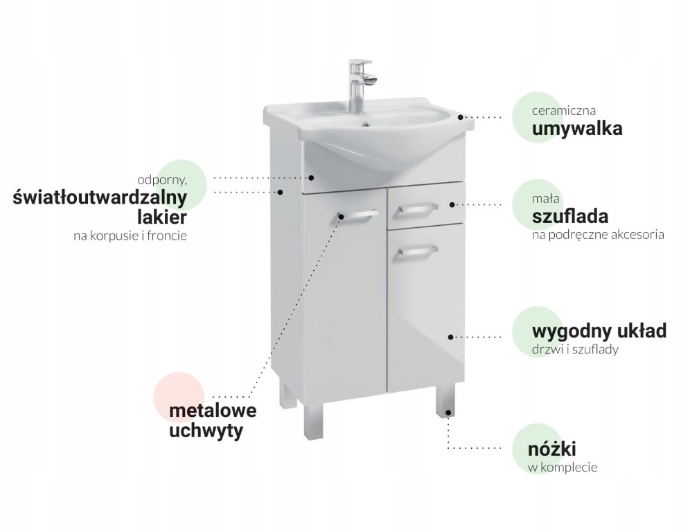 Wykonanie z płyty laminowanej z połyskującym frontem