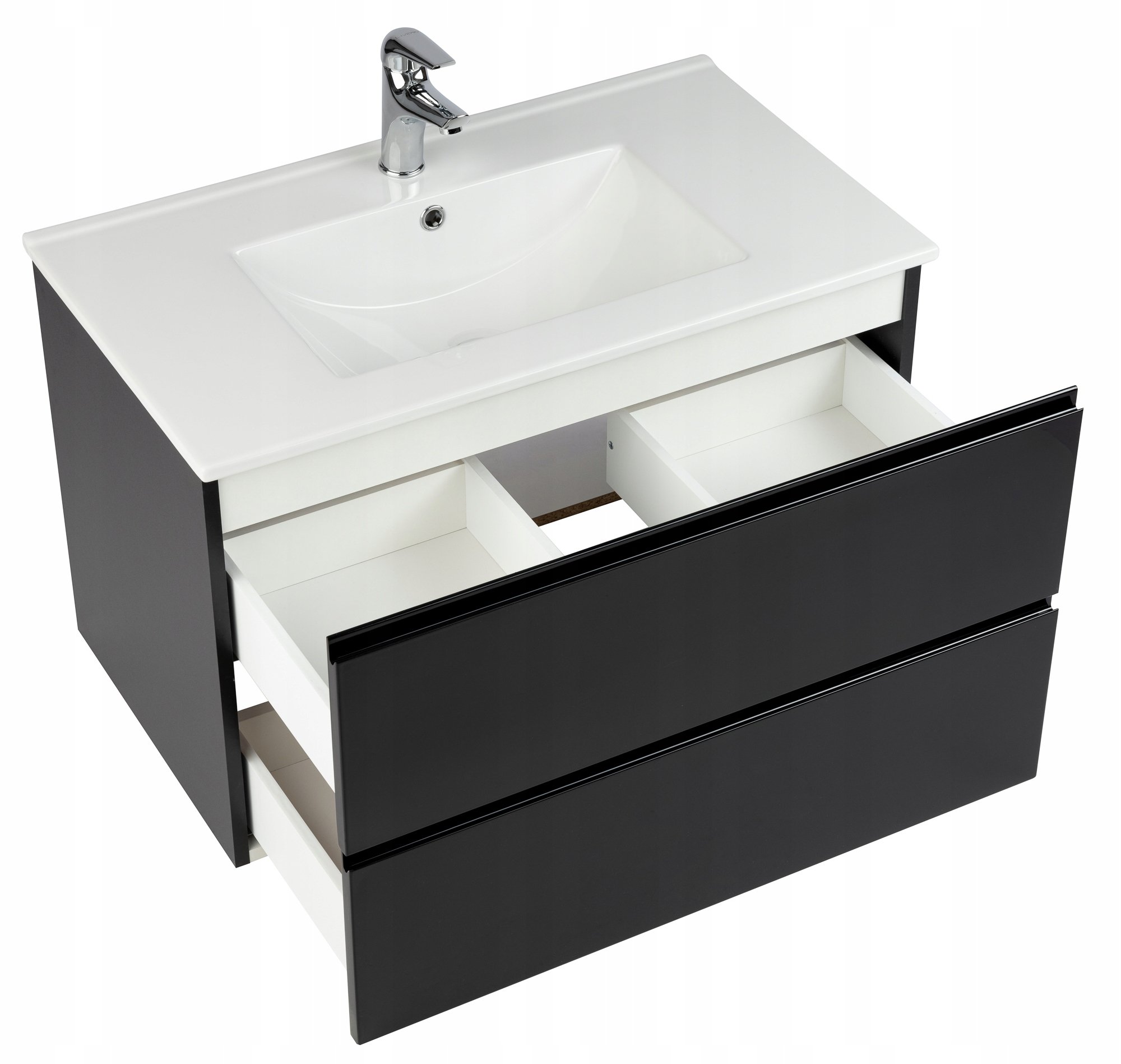 Nowoczesny design: Czarna szafka z dwoma szufladami