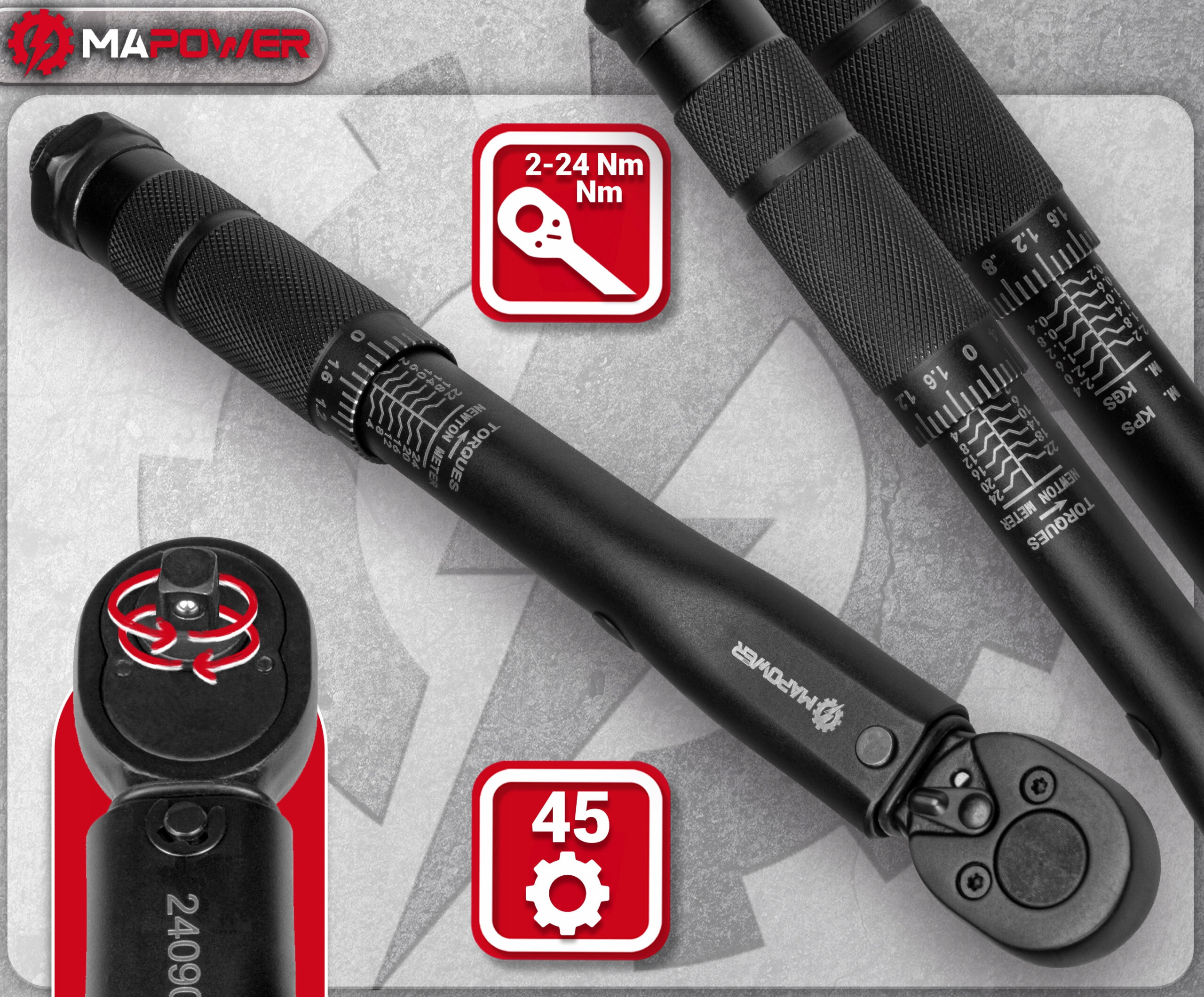 KLUCZ DYNAMOMETRYCZNY DO ROWERU 1/4' 2-24Nm CERTYFIKAT KALIBRACJI Z BLOKADĄ EAN (GTIN) 5906815320508