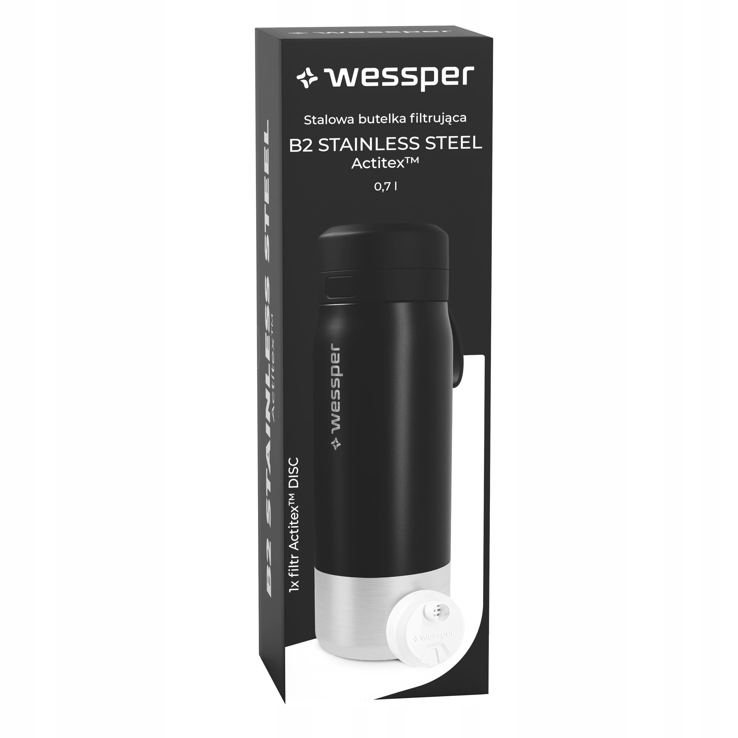 Butelka filtrująca Wessper B2 STAINLESS STEEL Actitex™ 700ml – Czysta woda zawsze przy Tobie