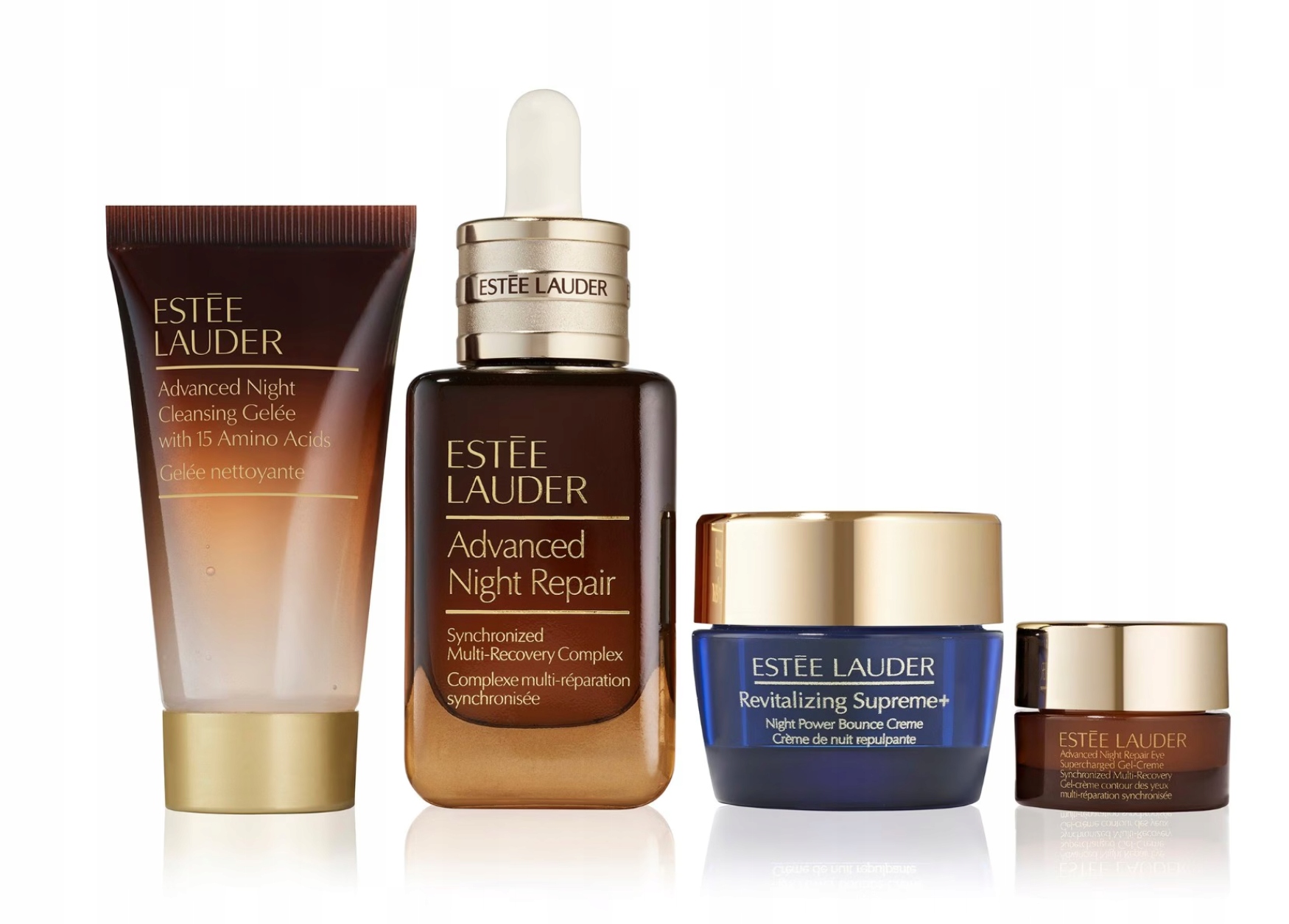 Skład zestawu: serum, żel oczyszczający i kremy