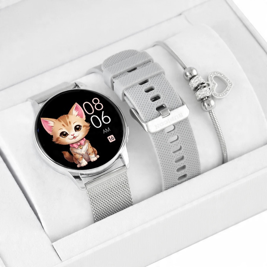 Zestaw KOMUNIA zegarek SMARTWATCH Rubicon RNCF30 silver + bransoletka – Idealny prezent na Komunię