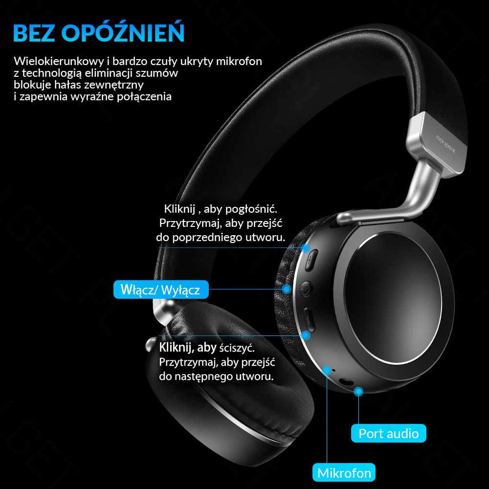 ROCK SPACE S9 Bezprzewodowe słuchawki nauszne HiFi