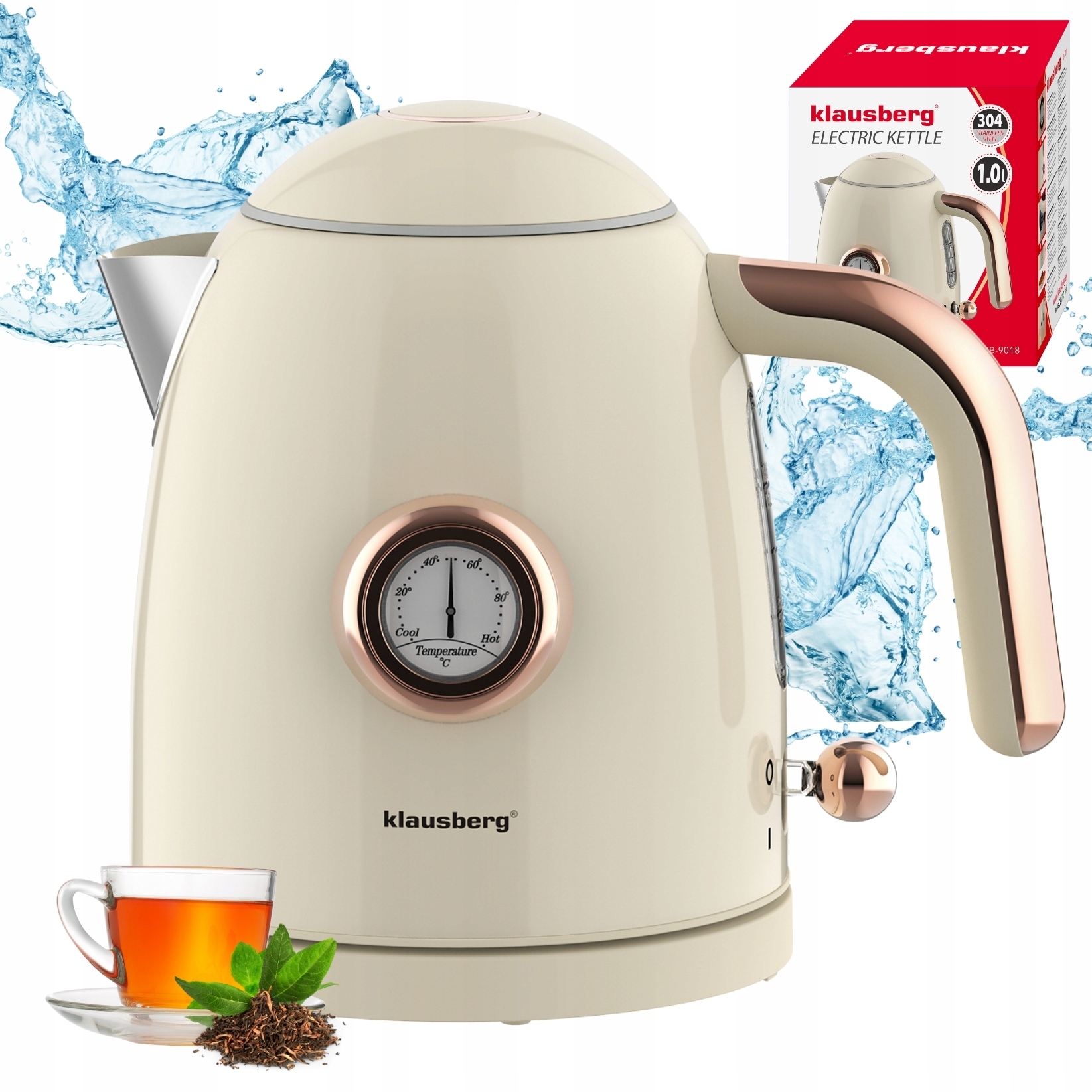 Czajnik elektryczny 1L z termometrem Klausberg KB-9018 – elegancja i funkcjonalność