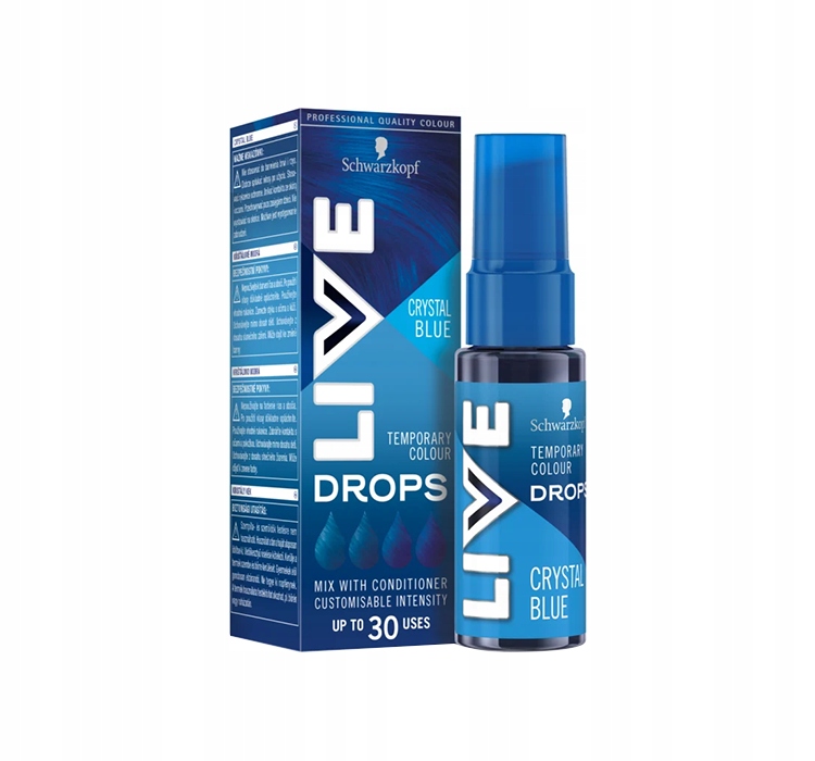 SCHWARZKOPF LIVE DROPS – Półtrwała farba do włosów Crystal Blue 30ml
