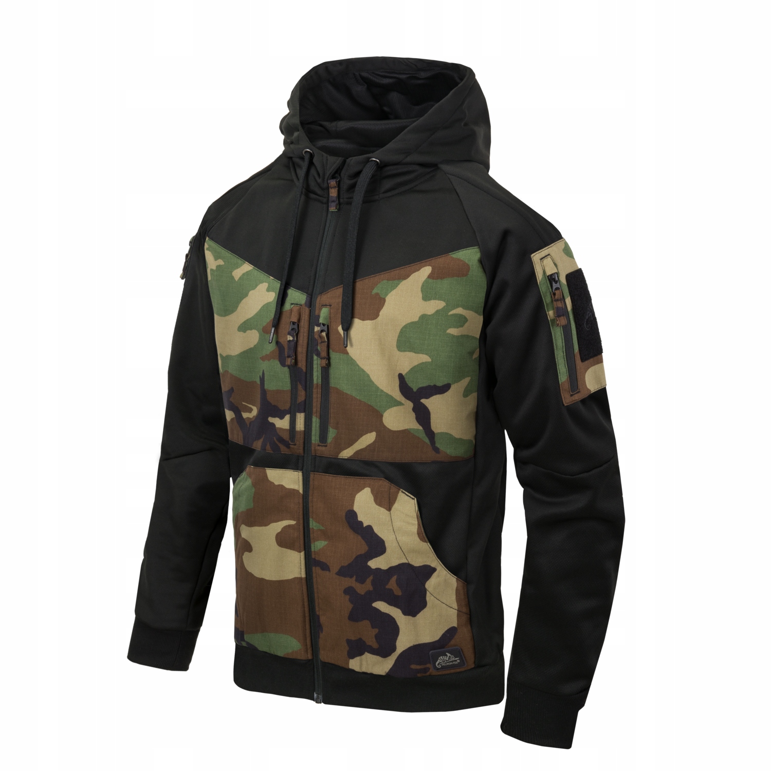ROGUE Hoodie (FullZip) - Black / US Woodland – Taktyczna bluza miejska dla entuzjastów stylu militarnego