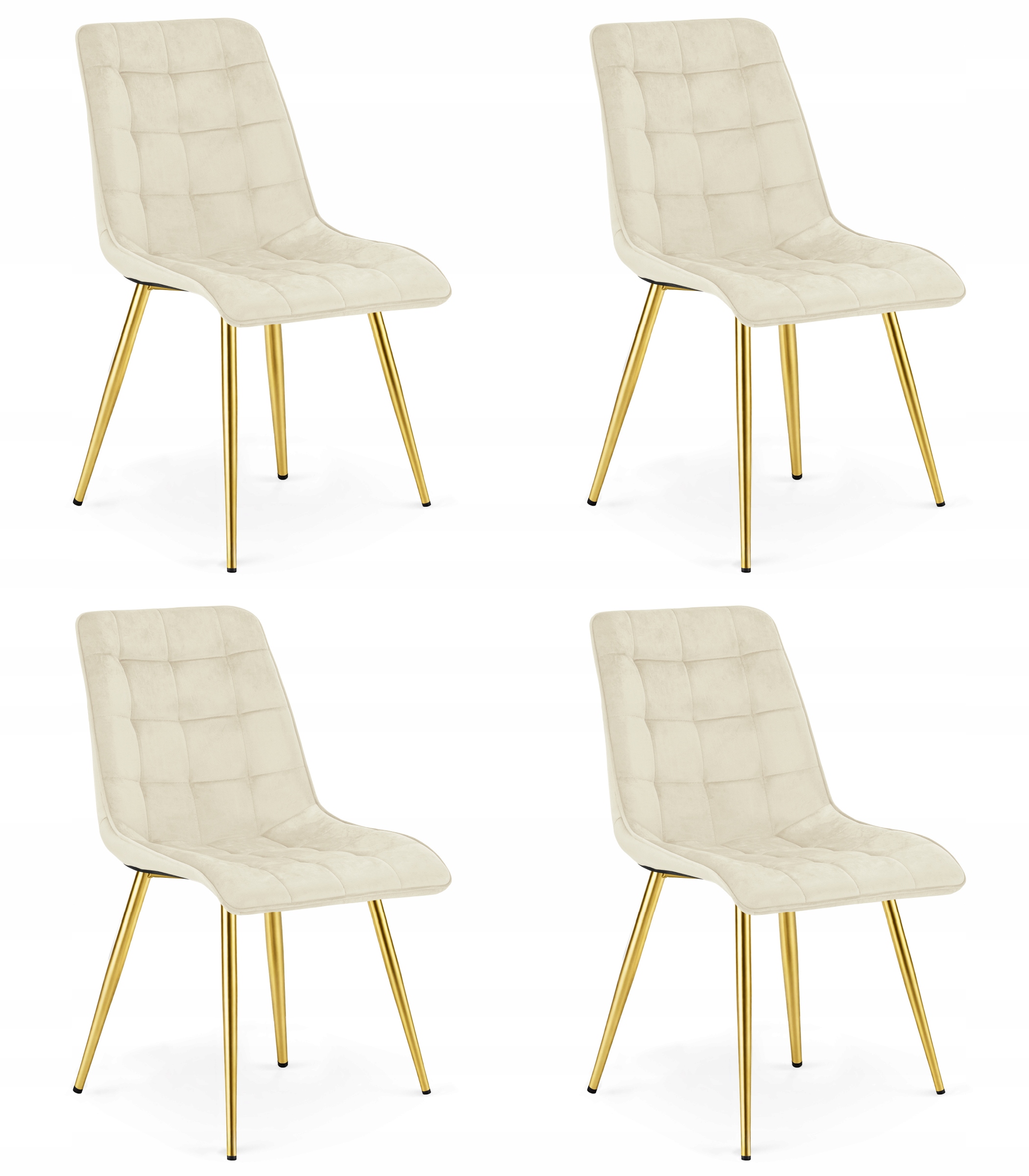 Krzesło velvet Split jasnobeżowe złote nogi glamour do salonu x4 – Elegancja i komfort w Twoim wnętrzu