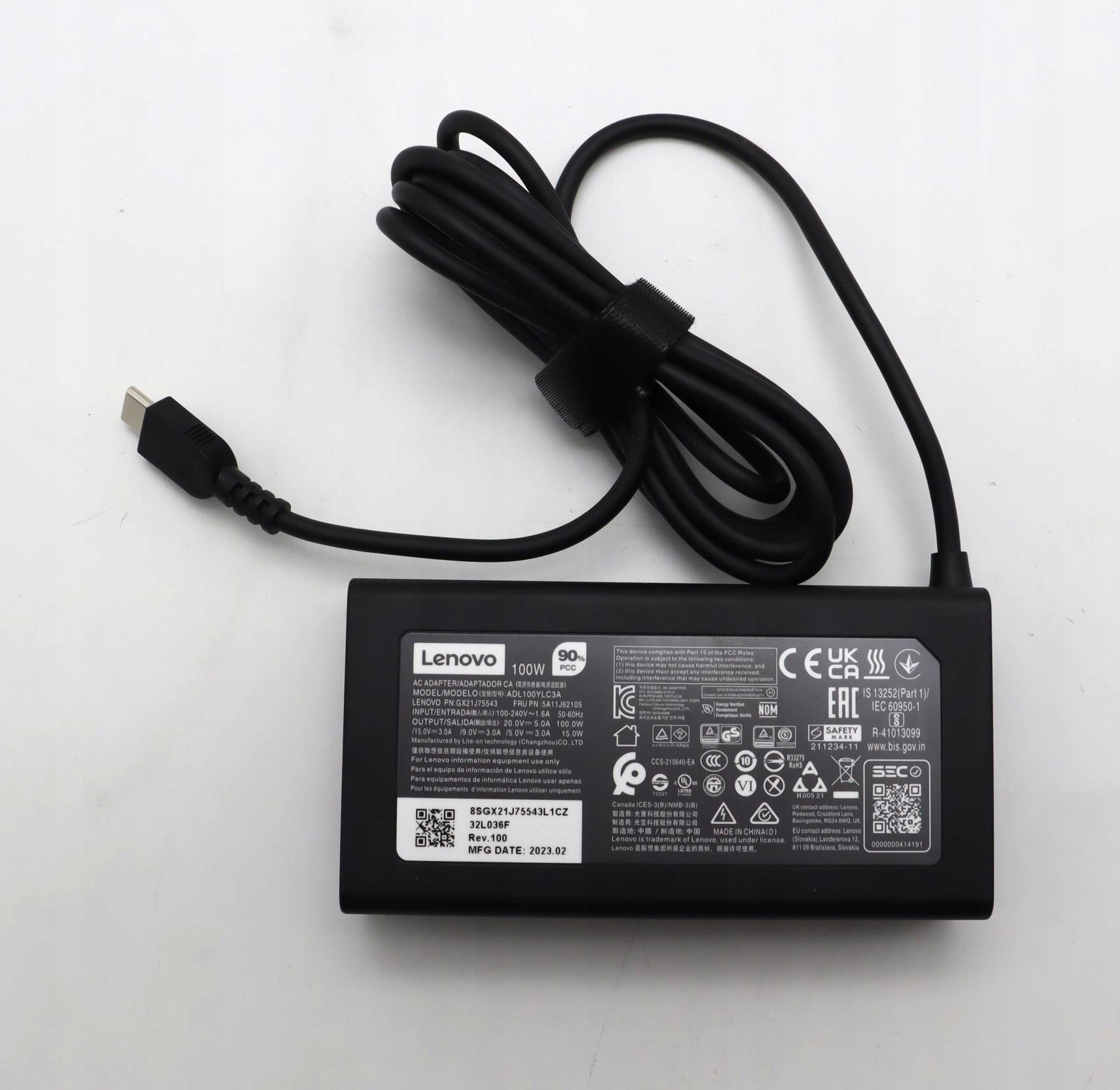 Lenovo AC Adapter USB-C 5V/9V/12V/15V/20V 100W – Wydajna moc dla Twojego laptopa