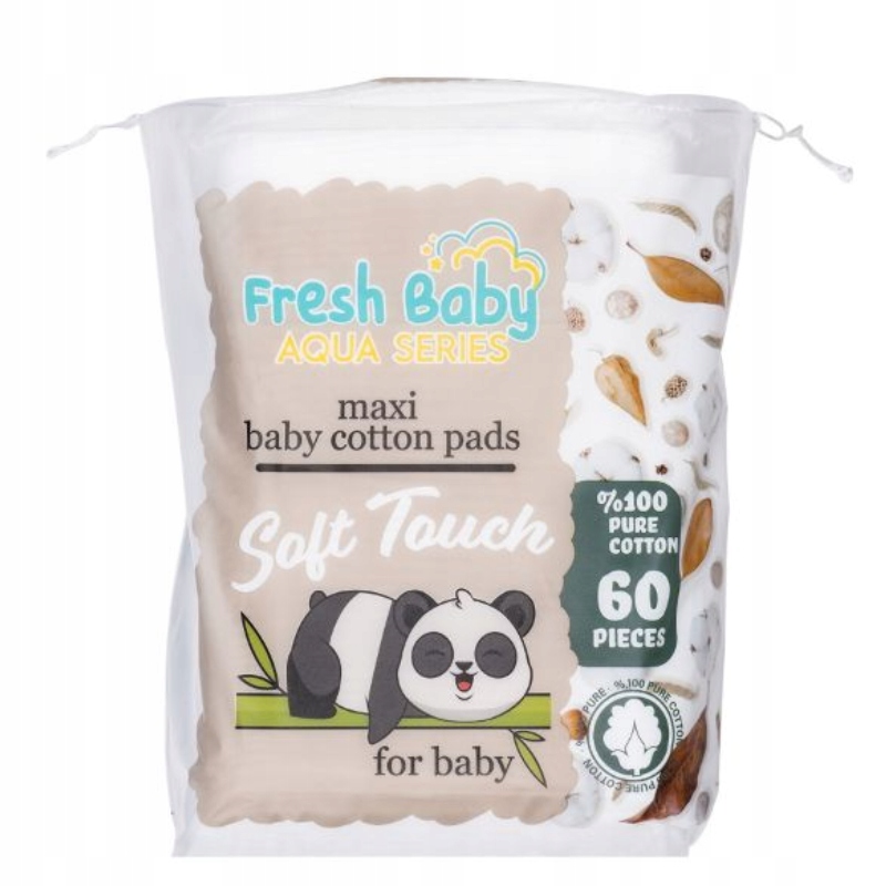 Płatki kosmetyczne bawełniane prostokątne Fresh baby - Aqua series 60 szt – Idealne dla delikatnej skóry niemowląt