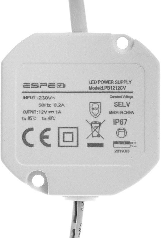 Zasilacz Dopuszkowy ESPE LP-1212-211 12V 1A 12 W IP67 – Idealne rozwiązanie do Twojego domu