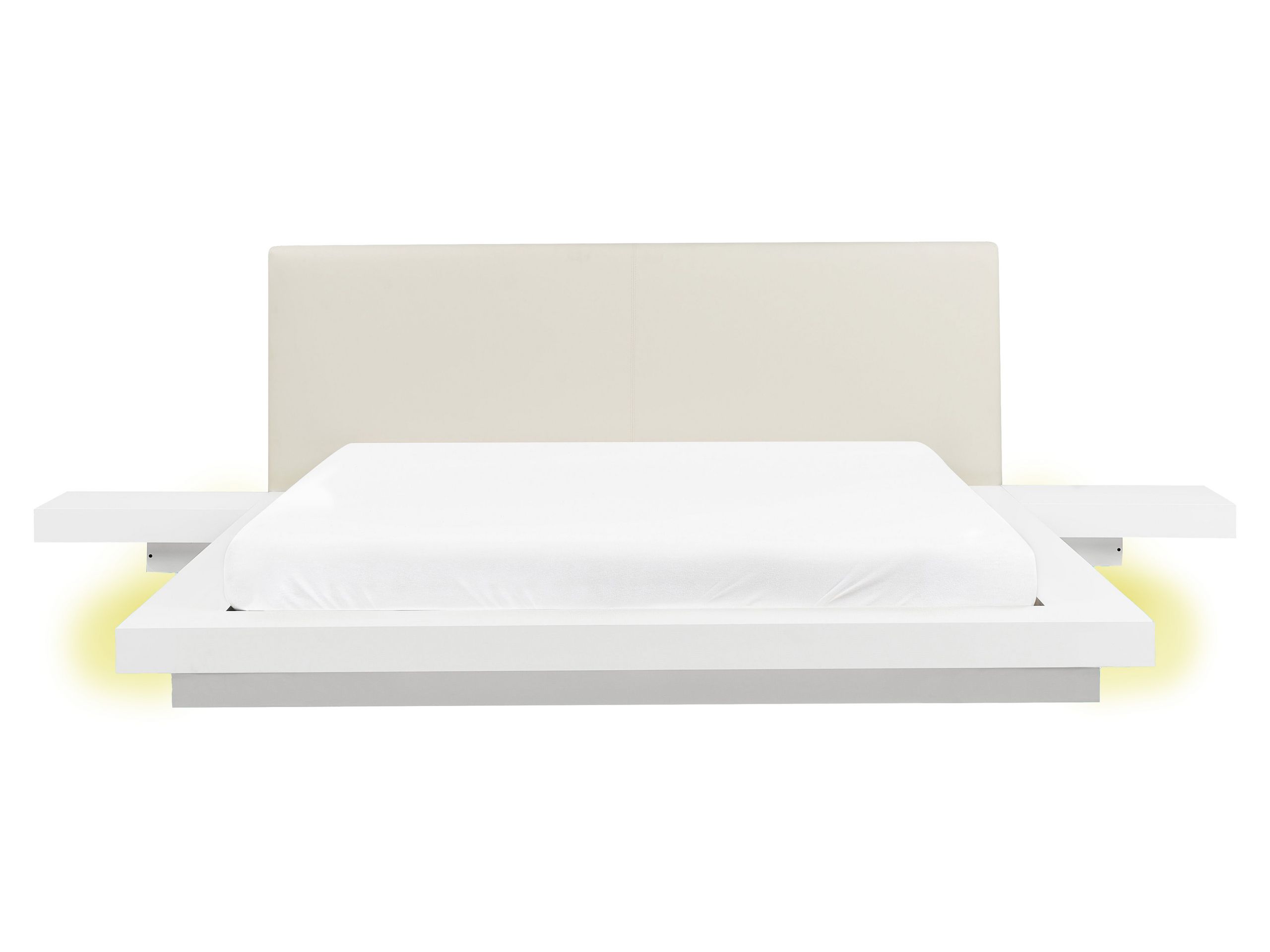 Łóżko LED Ekoskóra ZEN 160 x 200 cm Biały – Elegancja i komfort w Twojej sypialni