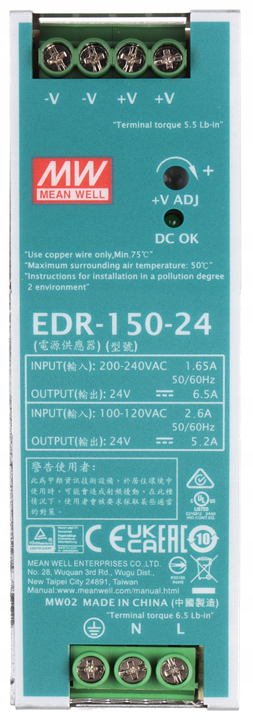 Wydajność zasilacza – 150 W i 6.5 A