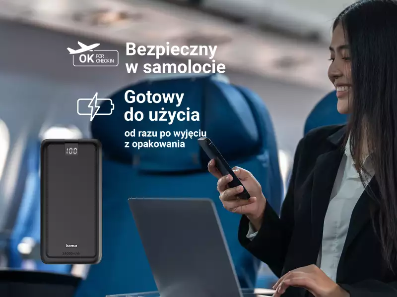 Lekki, kompaktowy powerbank z trzema gniazdami wyjściowymi