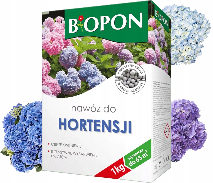 Wspomaga intensywne kwitnienie hortensji