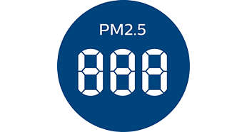 Informacje o liczbie cząsteczek PM2,5 w czasie rzeczywistym i 4-kolorowy wskaźnik jakości powietrza (AQI)