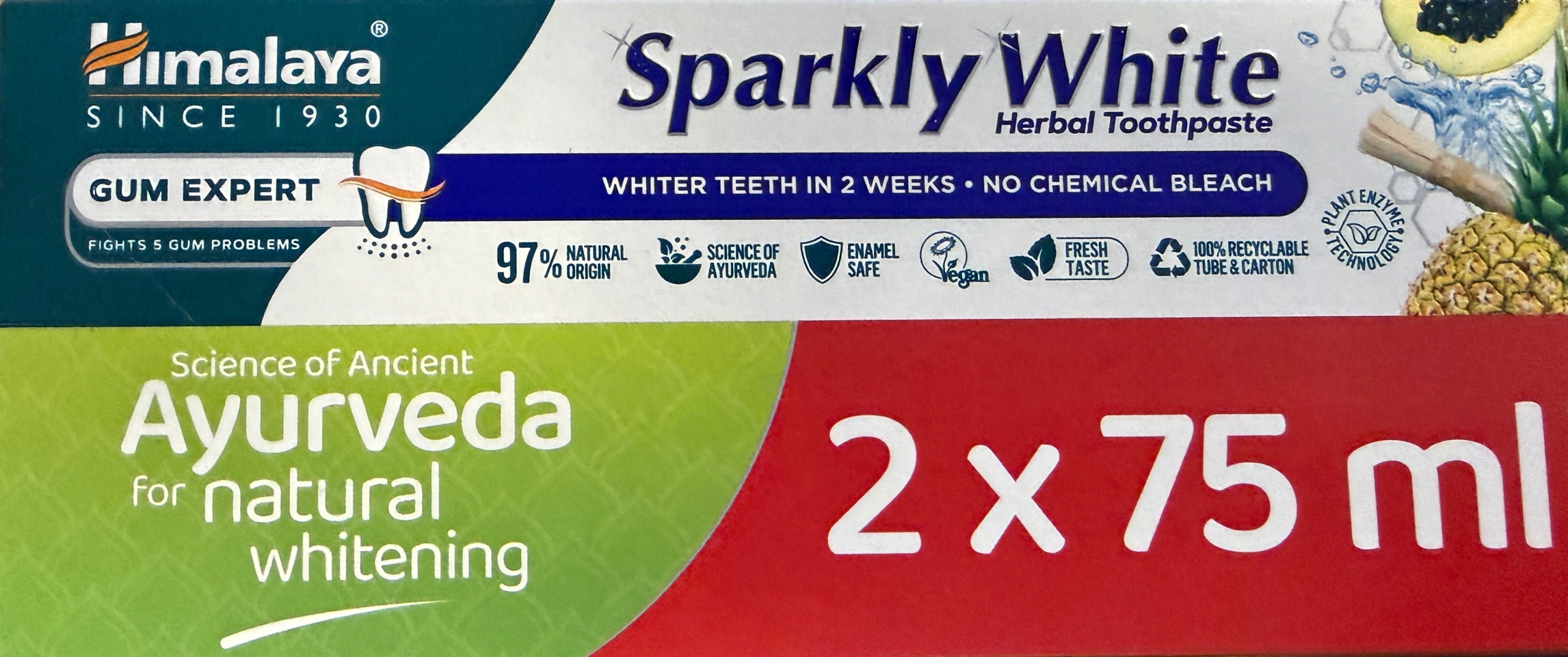 Składniki aktywne i specyfikacja techniczna pasty Himalaya Sparkly White