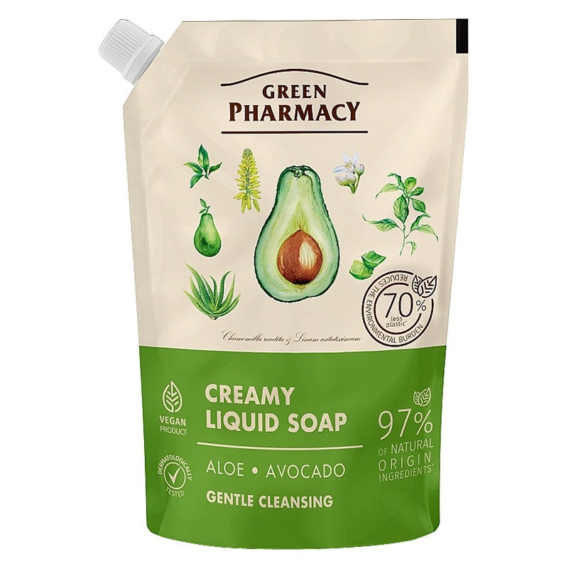 GREEN PHARMACY Mydło w płynie Aloes + Awokado 460 ml – Delikatna pielęgnacja dla Twojej skóry