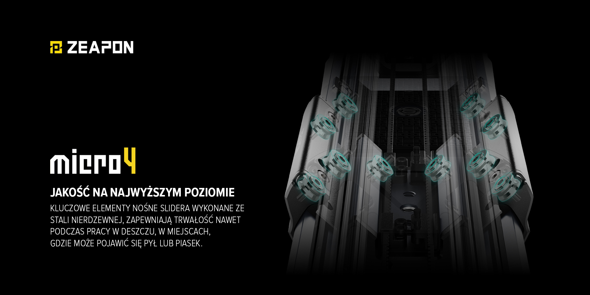 Slider Zeapon Micro 4 M1000 - Stabilność w całym zakresie ruchu