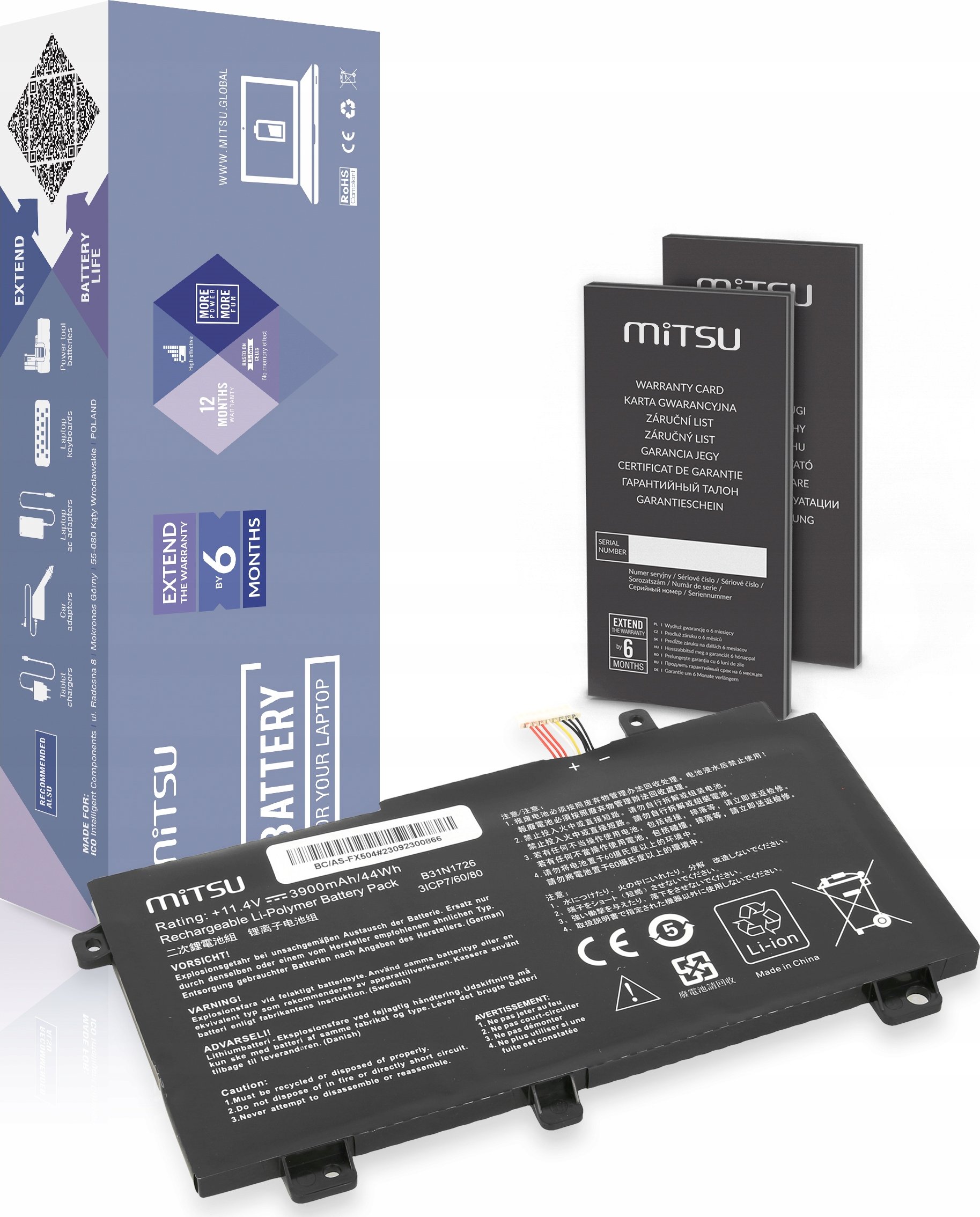 Bateria Mitsu B31N1726 do laptopów Asus FX504 FX505 FX80G – Wydajność i niezawodność