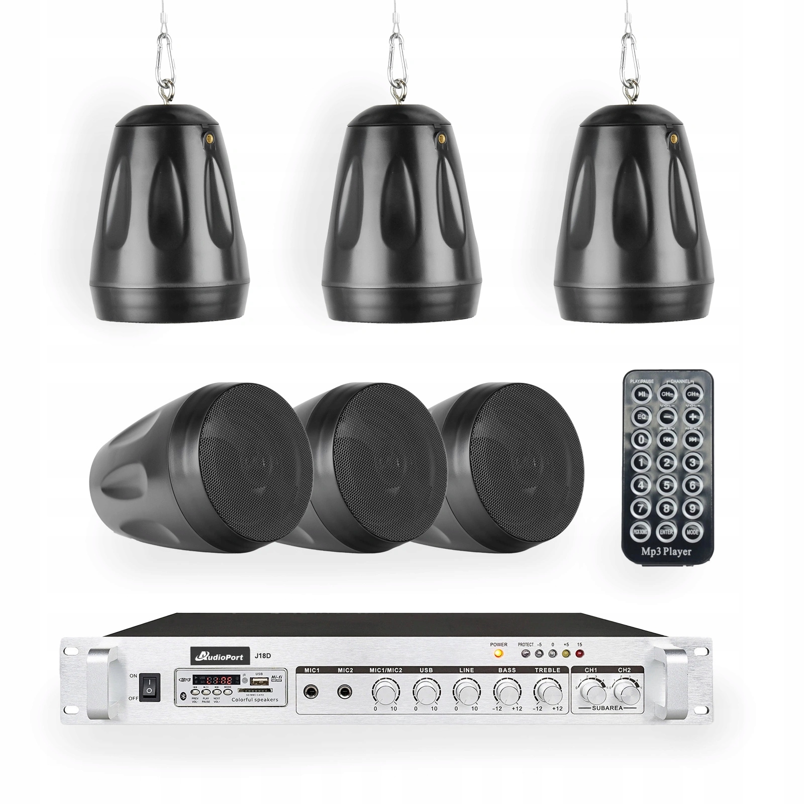 Zestaw czarnych głośników wiszących 6 x 5.5