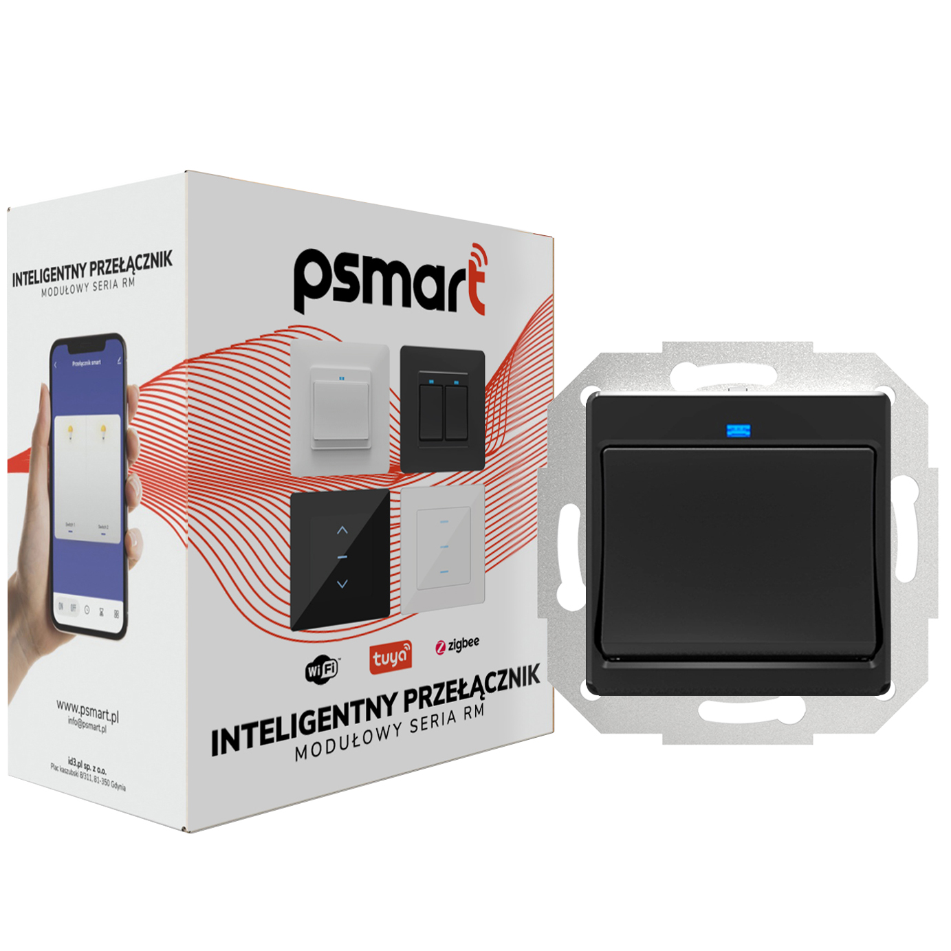 PSMART Inteligentny Przełącznik do światła 1 obwód plastik RM C WiFi TUYA – Nowoczesne sterowanie w Twoim domu