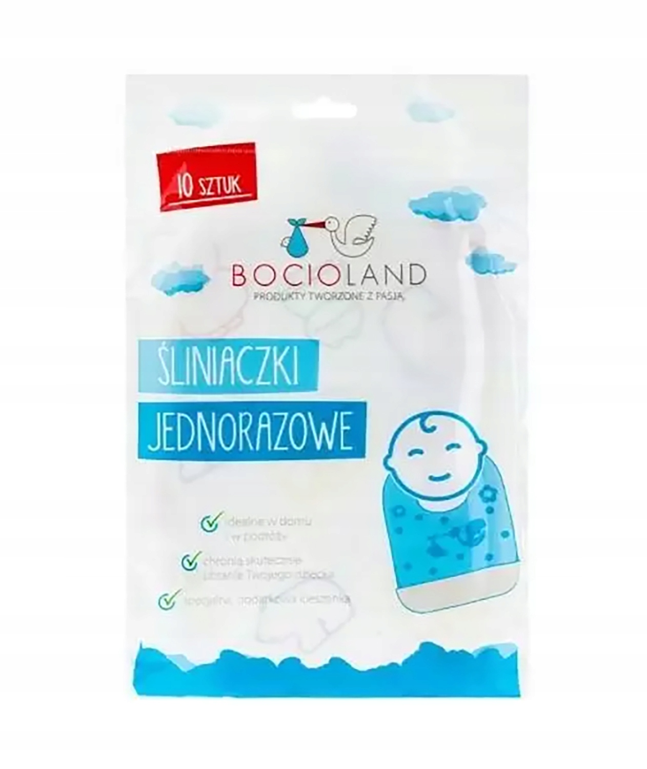Bocioland 1578 ŚLINIAK JEDNORAZOWY 10SZT – Wygodne rozwiązanie dla Twojego dziecka