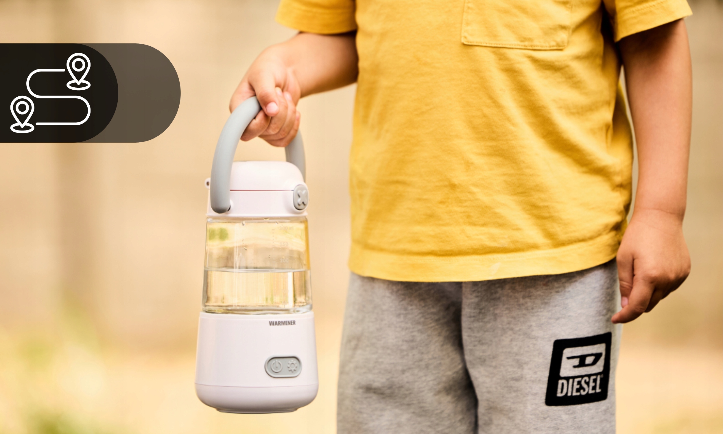 Kompaktowy przenośny podgrzewacz Warmener PureGo w dziecięcej torbie