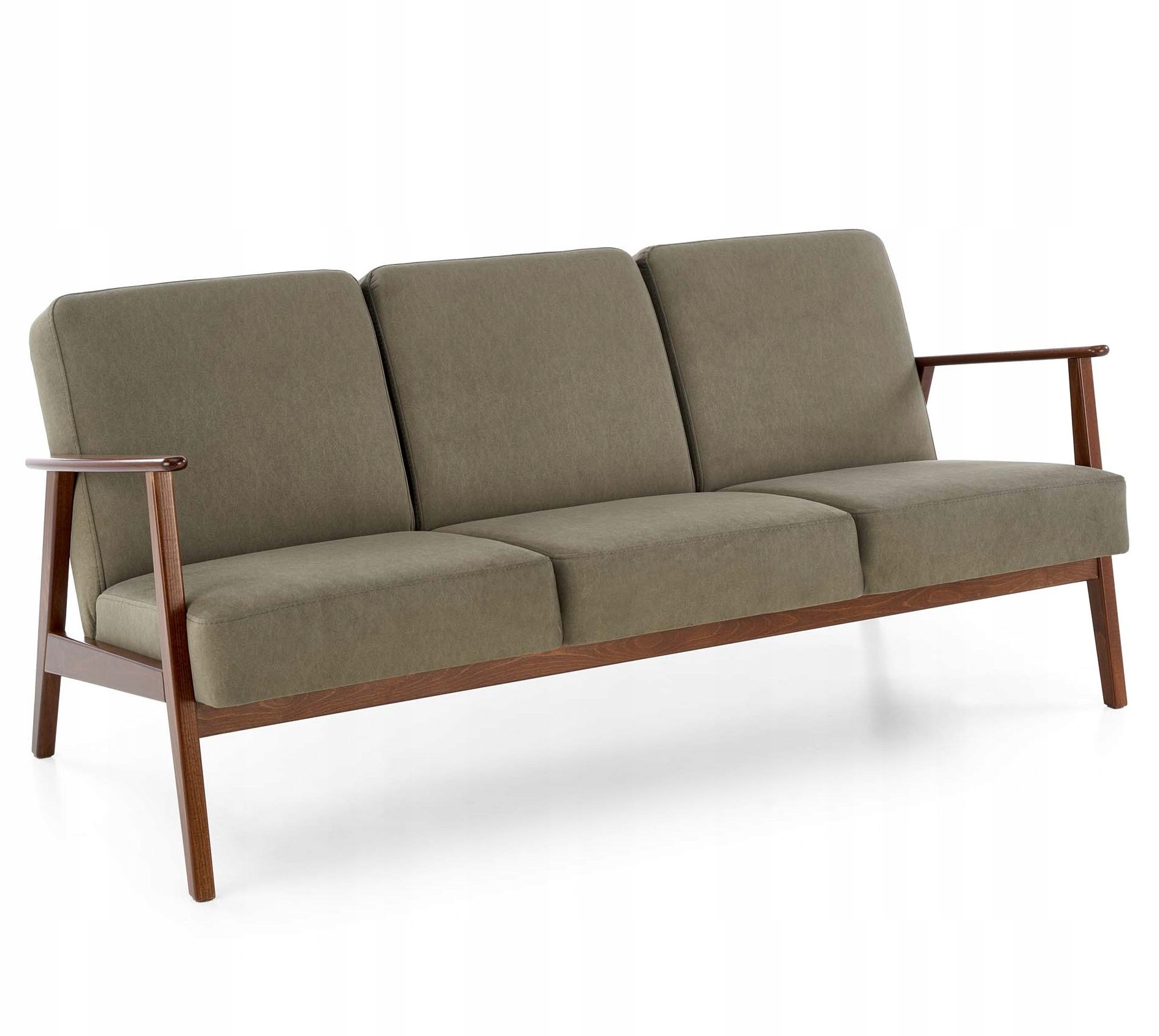 Sofa MILANO 3S oliwkowa/orzech – Elegancja i komfort w Twoim wnętrzu