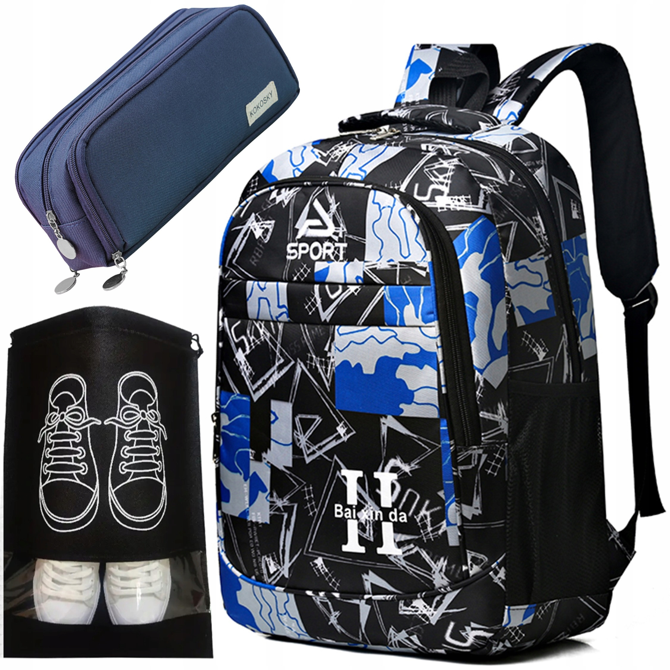ND32_K402C K402C – Zestaw plecak szkolny sportowy z woreczkiem na buty i piórnikiem