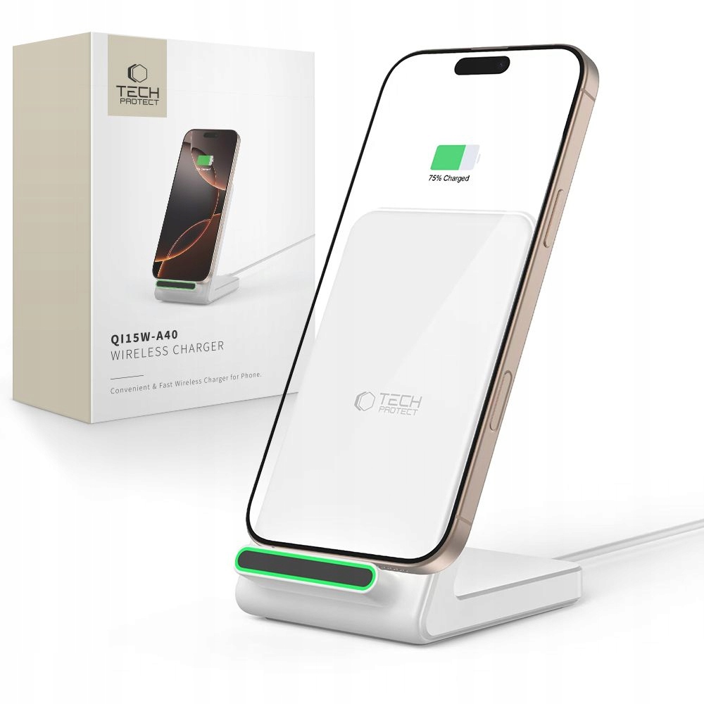 TECH-PROTECT QI15W-A40 WIRELESS CHARGER WHITE – Szybkie i wygodne ładowanie bezprzewodowe