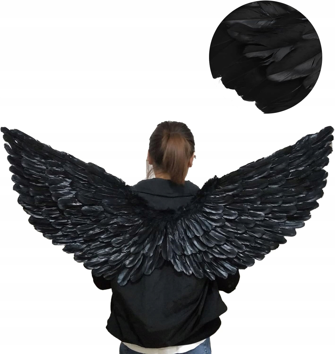 Skrzydła Diablica Diabeł Diabolina Anielskie Pióra Halloween Czarne 60cm – Idealne do Twojego Kostiumu