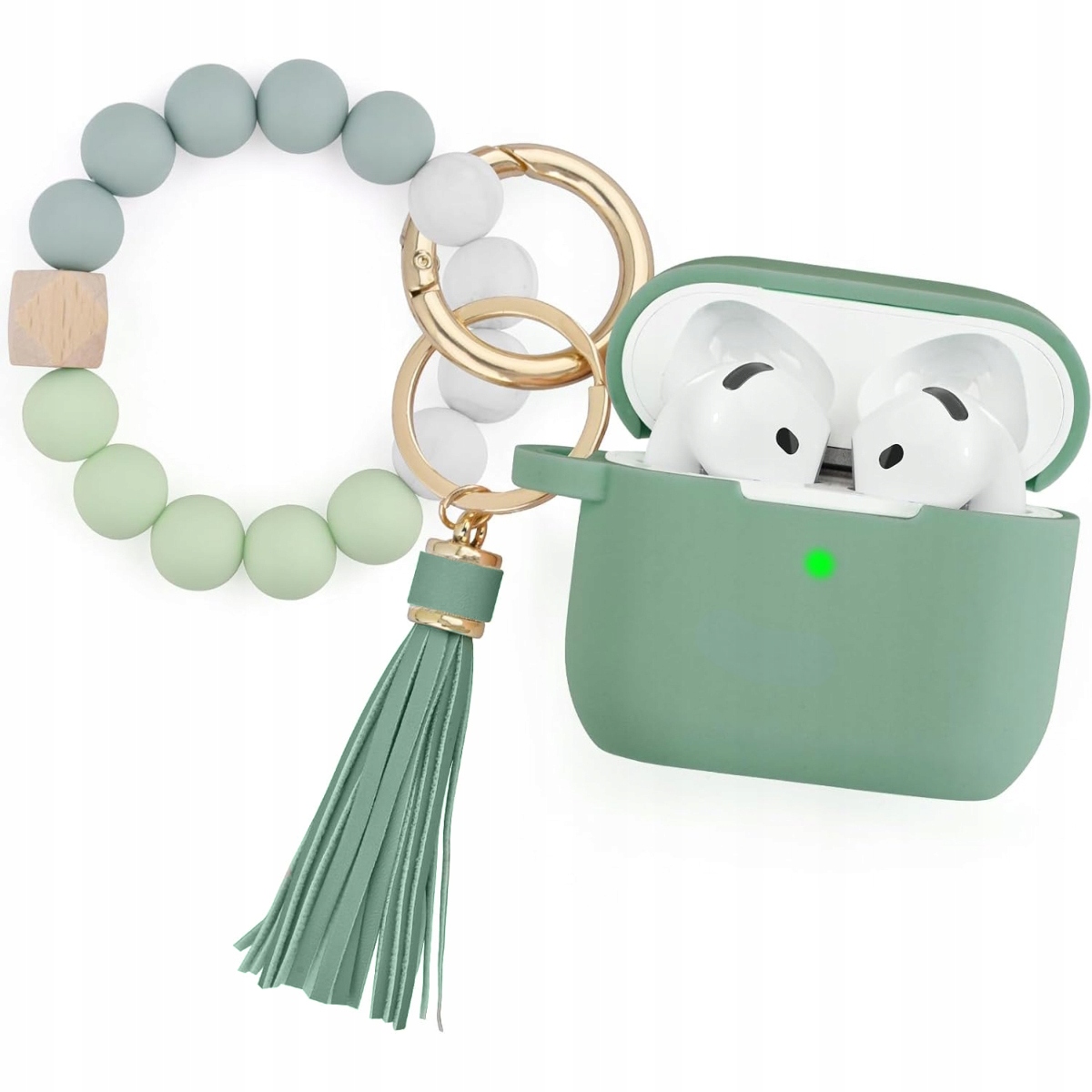 Etui silikonowe z brelokiem do AirPods 4 – Zielona ochrona dla Twoich słuchawek