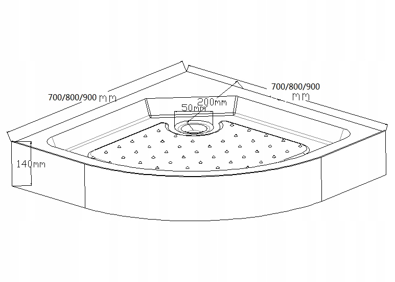 Wzmacniany brodzik akrylowy z chromowanym wykończeniem