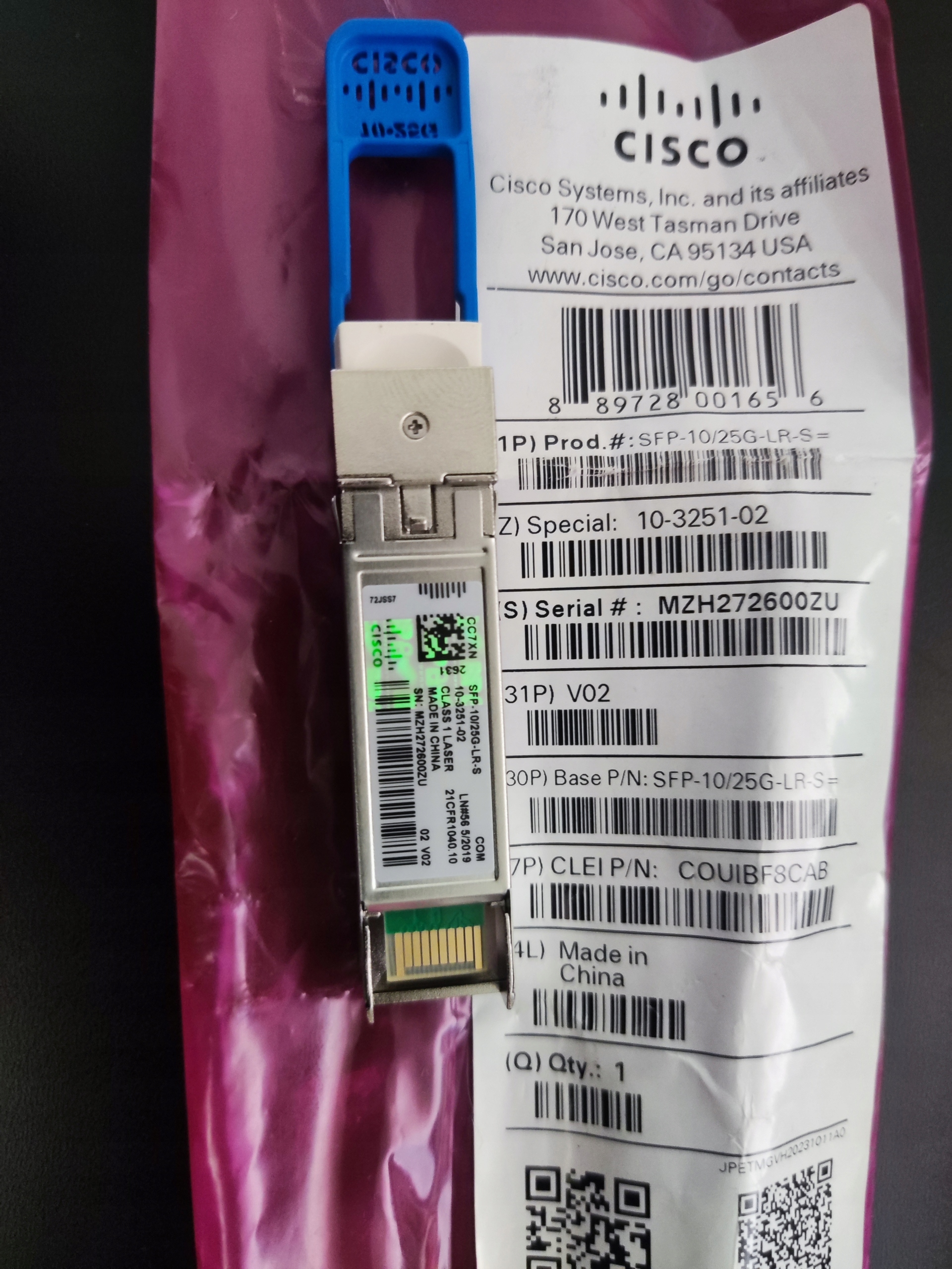 Moduł Cisco SFP-10/25G-LR-S – Wydajność i niezawodność w sieciach optycznych