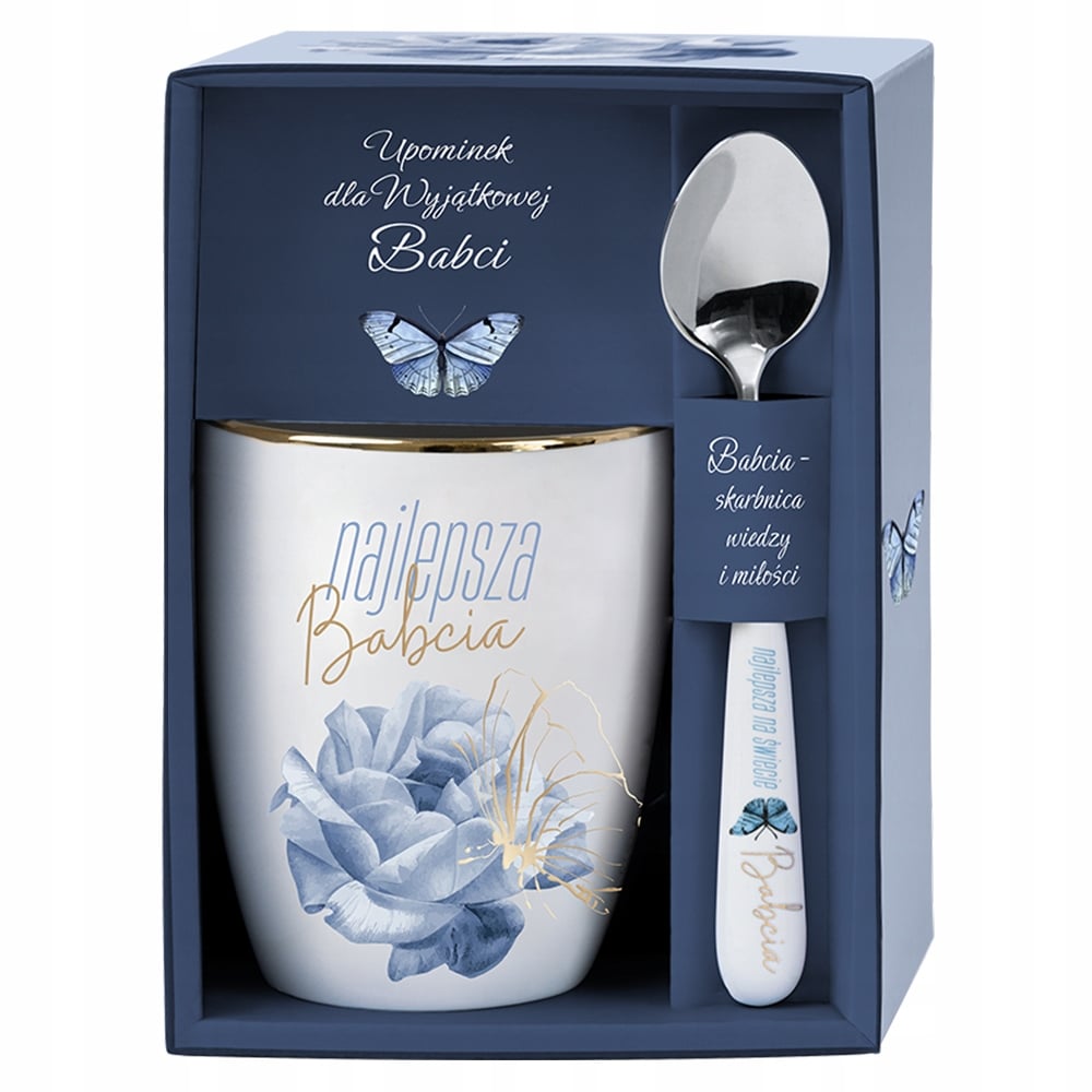 Zestaw upominkowy dla Babci – Kubek z łyżeczką dla Najlepszej Babci