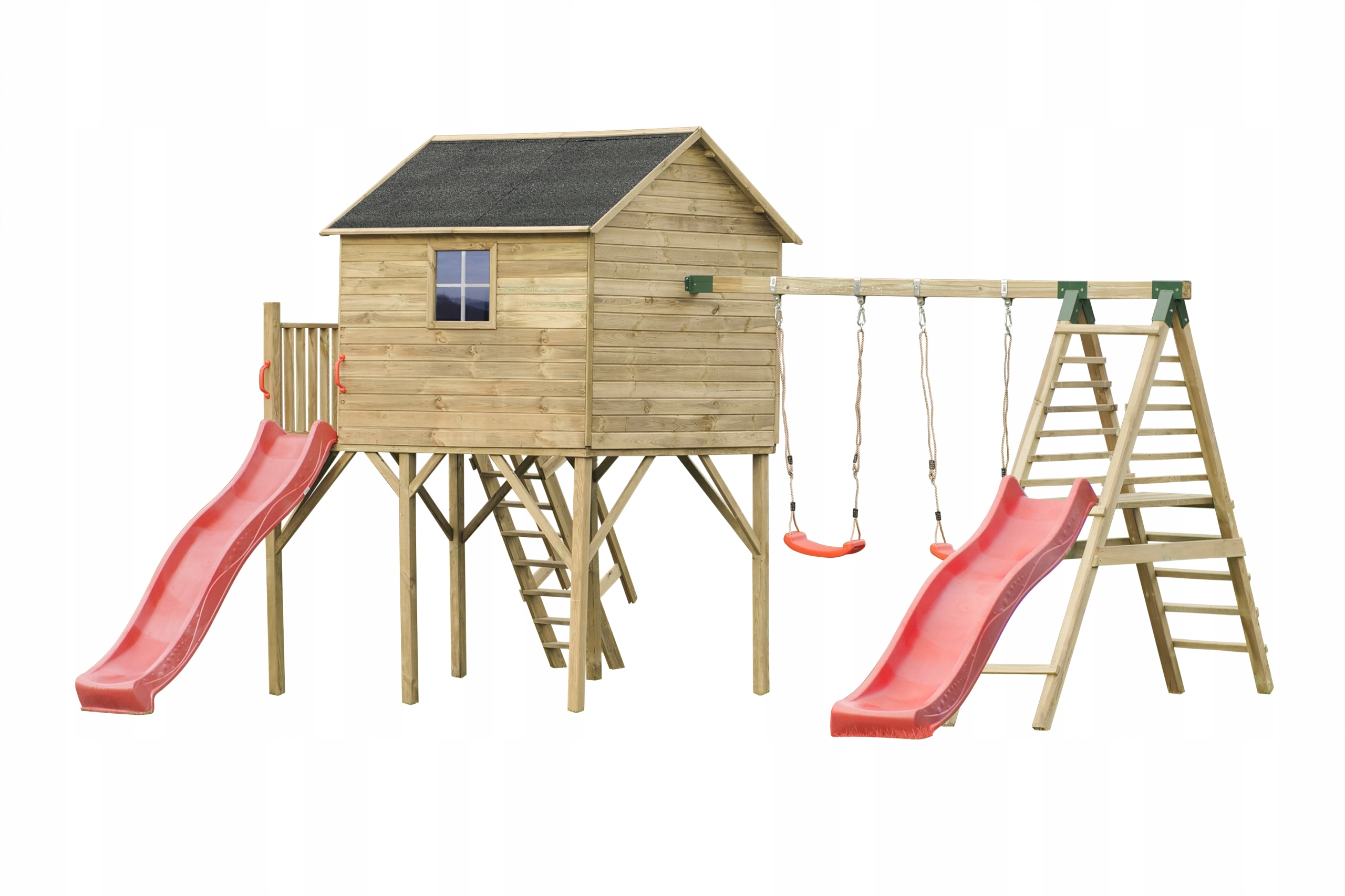 Domek Jerzyk MAX z Platformą, Dwie Huśtawki i Ślizg – Idealna zabawa dla dzieci