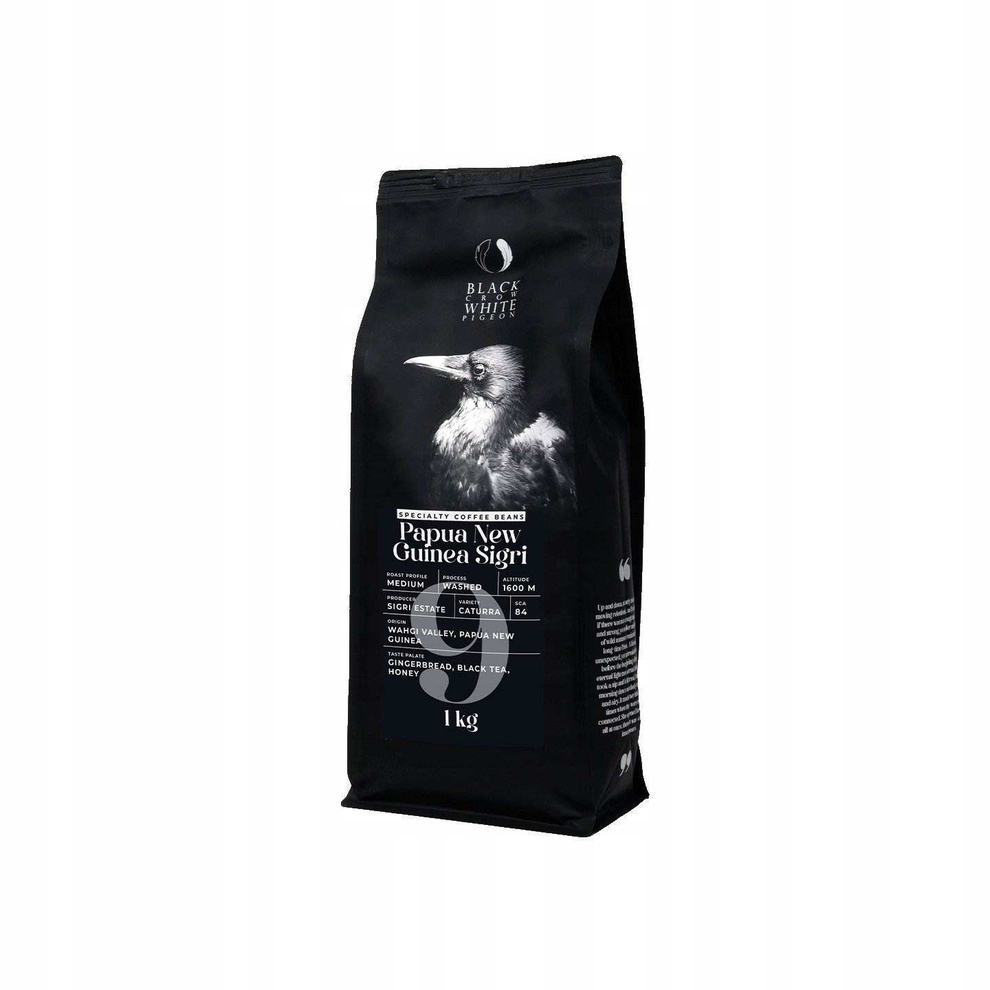 Kawa ziarnista Specialty Black Crow White Pigeon Papua New Guinea Sigri, 1 kg – Wyjątkowy smak z Papui Nowej Gwinei